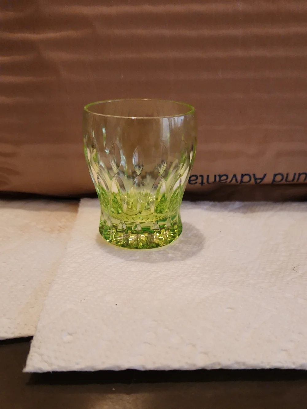 Faberge' -Na Zdorovye Light Green Shot Glass . Crystal!